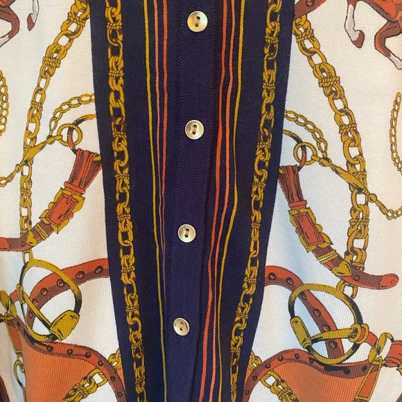 NWOT rare Talbots Equestrian Print Cardigan. Size medium. - Picture 4 of 13